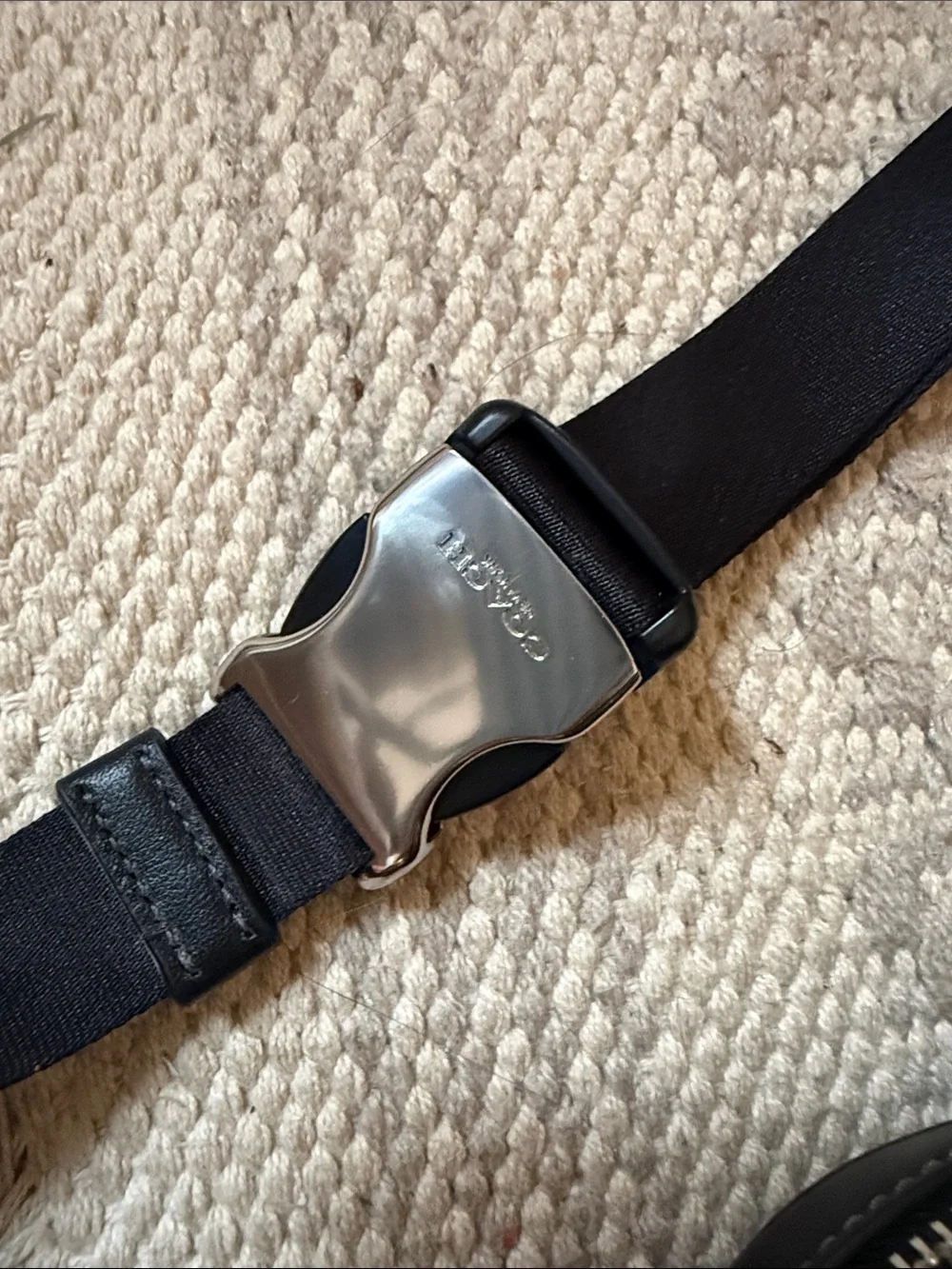 Coach Black Leather Logo Belt Bag with Silver Hardware